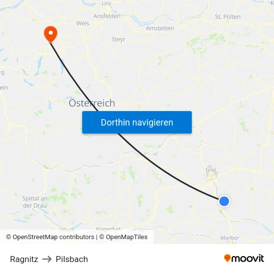 Ragnitz to Pilsbach map