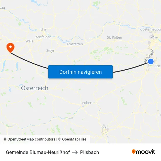 Gemeinde Blumau-Neurißhof to Pilsbach map