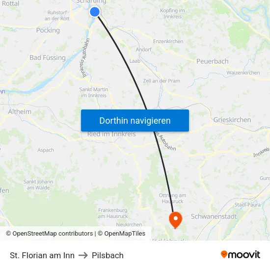 St. Florian am Inn to Pilsbach map