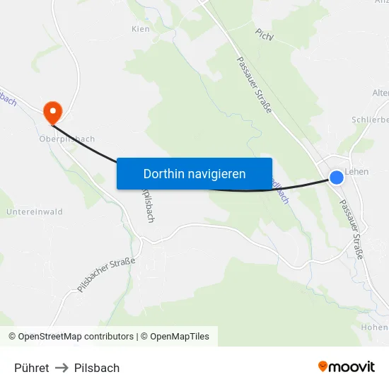 Pühret to Pilsbach map