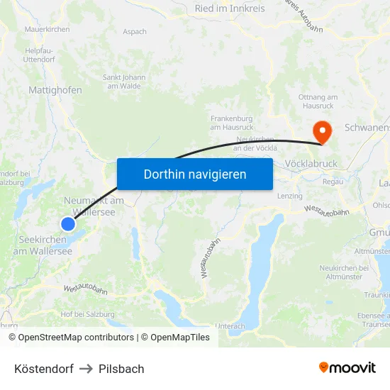 Köstendorf to Pilsbach map