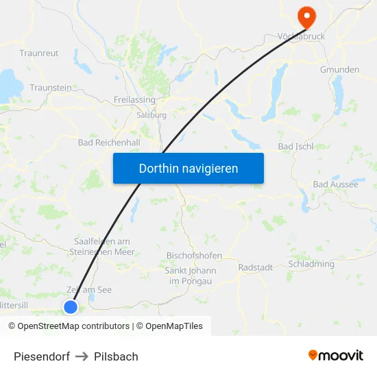 Piesendorf to Pilsbach map