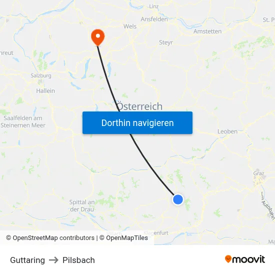 Guttaring to Pilsbach map