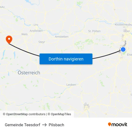 Gemeinde Teesdorf to Pilsbach map
