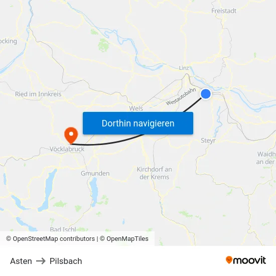 Asten to Pilsbach map