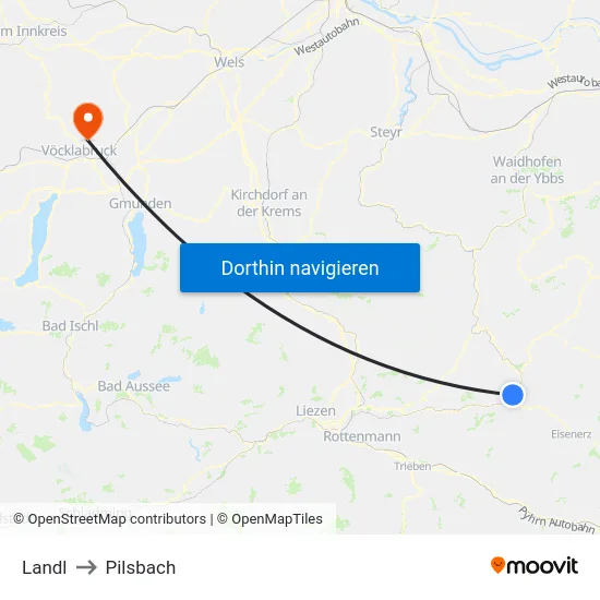 Landl to Pilsbach map