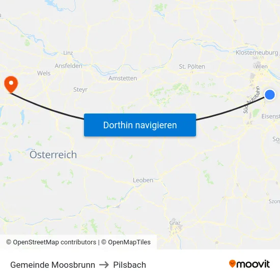 Gemeinde Moosbrunn to Pilsbach map
