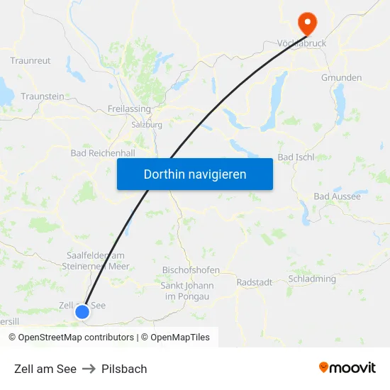 Zell am See to Pilsbach map