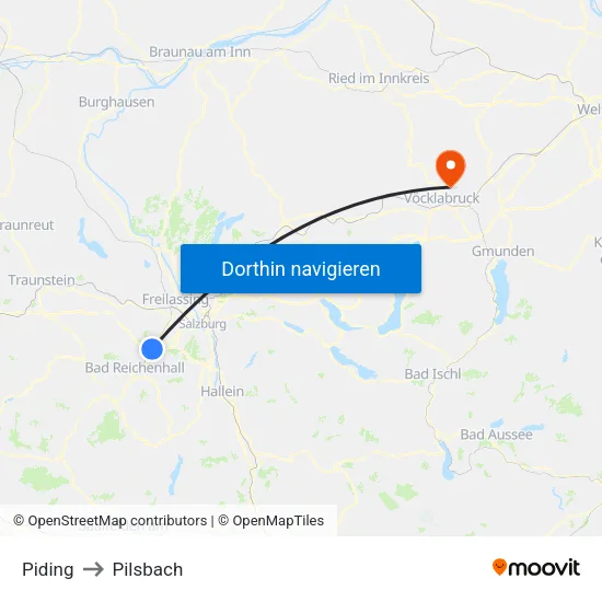 Piding to Pilsbach map