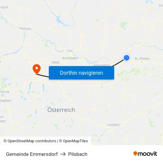 Gemeinde Emmersdorf to Pilsbach map