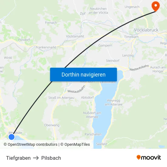Tiefgraben to Pilsbach map