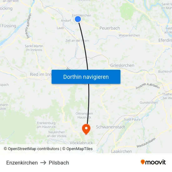 Enzenkirchen to Pilsbach map