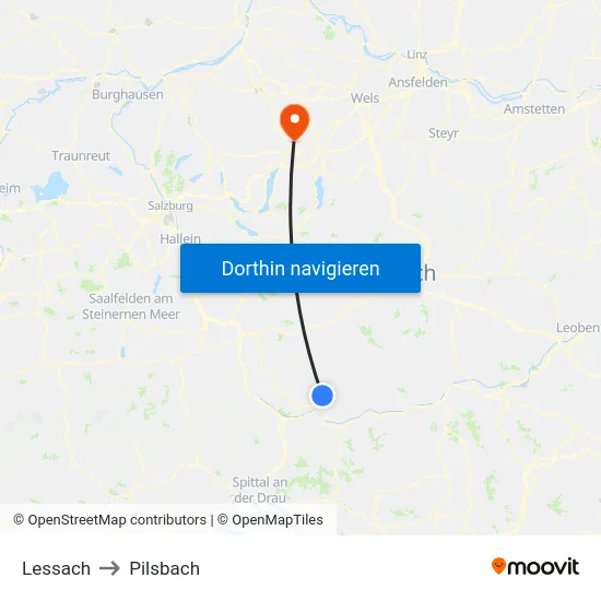 Lessach to Pilsbach map