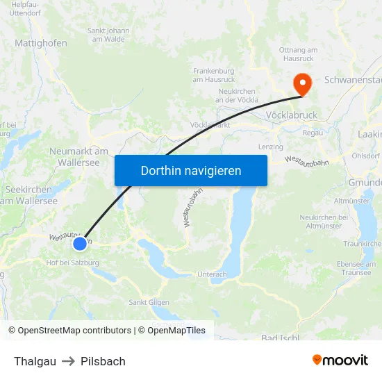 Thalgau to Pilsbach map