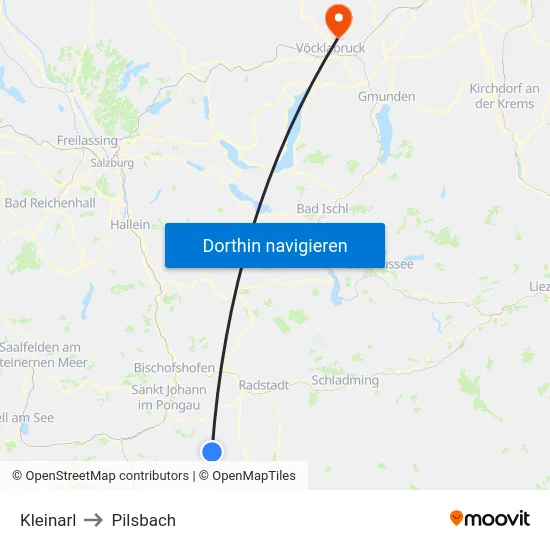 Kleinarl to Pilsbach map