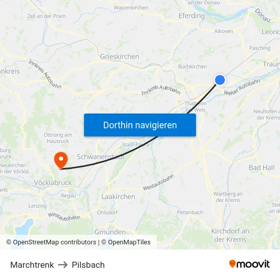 Marchtrenk to Pilsbach map