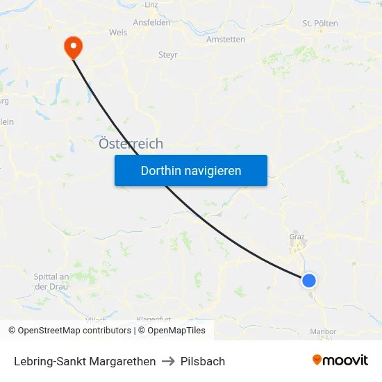 Lebring-Sankt Margarethen to Pilsbach map