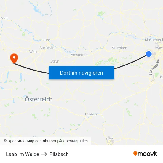 Laab Im Walde to Pilsbach map