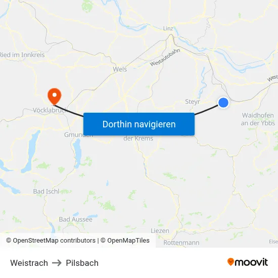 Weistrach to Pilsbach map