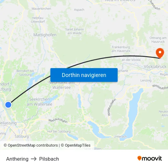 Anthering to Pilsbach map