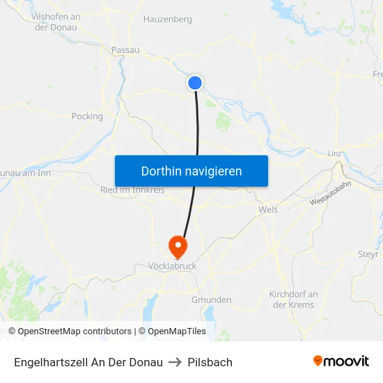 Engelhartszell An Der Donau to Pilsbach map