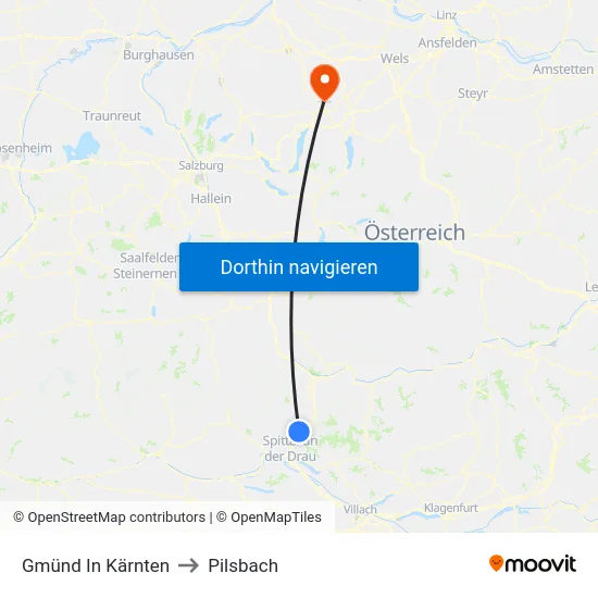Gmünd In Kärnten to Pilsbach map