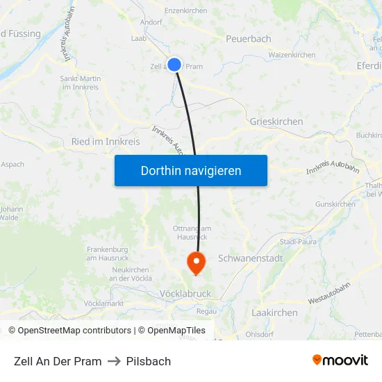 Zell An Der Pram to Pilsbach map