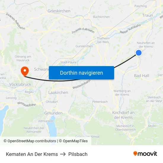 Kematen An Der Krems to Pilsbach map