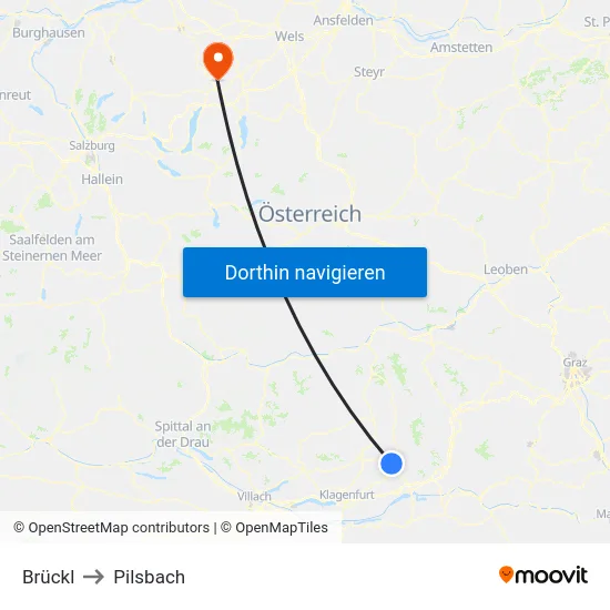 Brückl to Pilsbach map