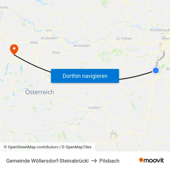 Gemeinde Wöllersdorf-Steinabrückl to Pilsbach map