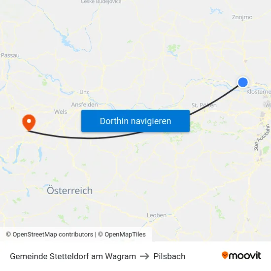Gemeinde Stetteldorf am Wagram to Pilsbach map