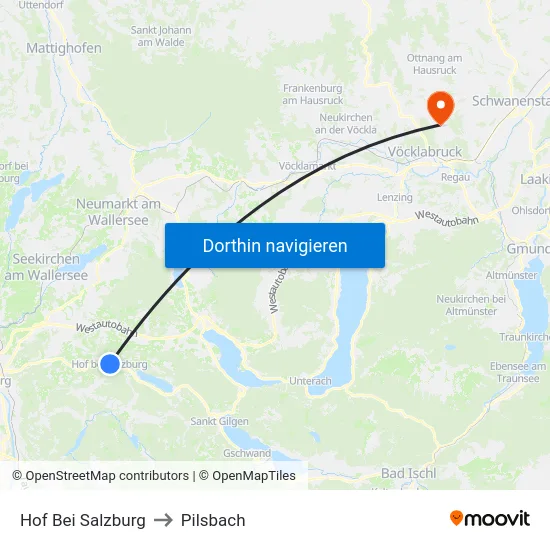 Hof Bei Salzburg to Pilsbach map