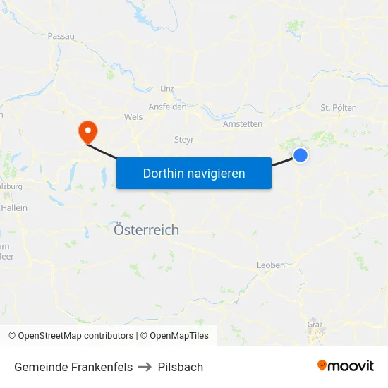 Gemeinde Frankenfels to Pilsbach map
