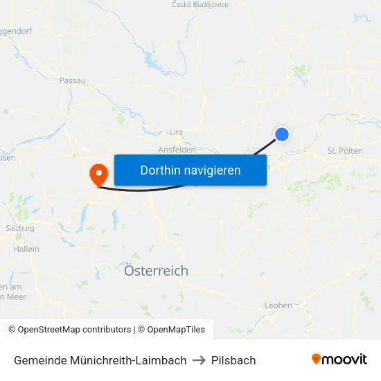 Gemeinde Münichreith-Laimbach to Pilsbach map