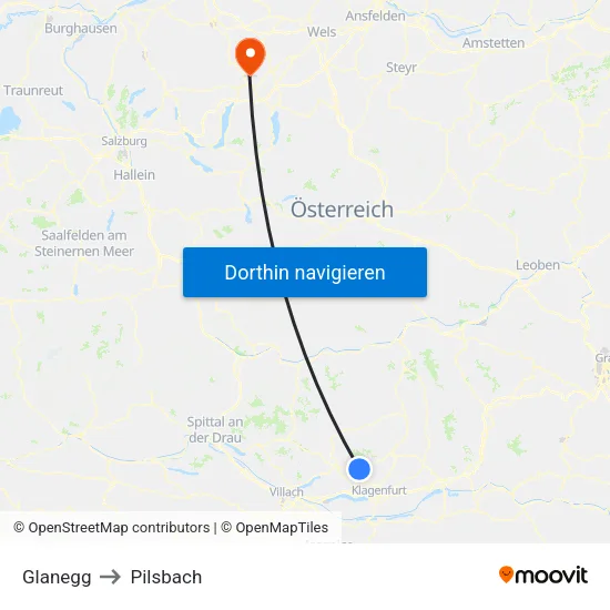Glanegg to Pilsbach map