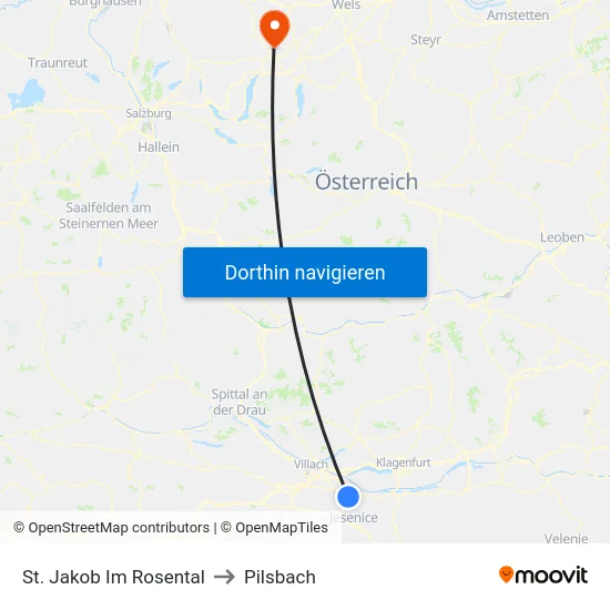 St. Jakob Im Rosental to Pilsbach map