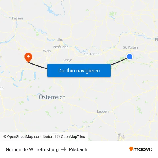 Gemeinde Wilhelmsburg to Pilsbach map