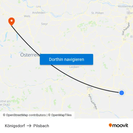Königsdorf to Pilsbach map