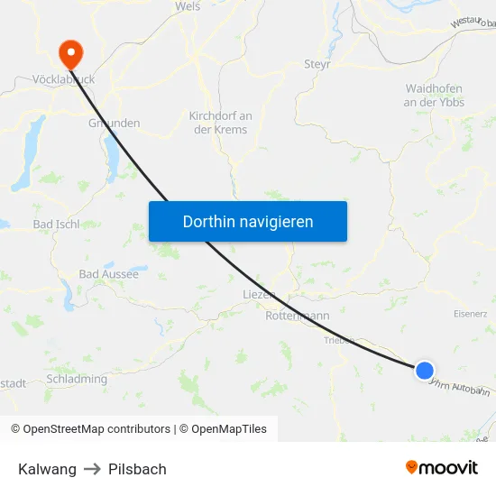 Kalwang to Pilsbach map