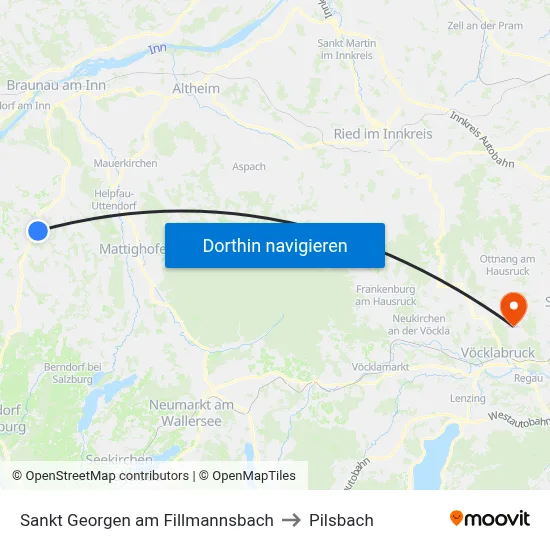 Sankt Georgen am Fillmannsbach to Pilsbach map