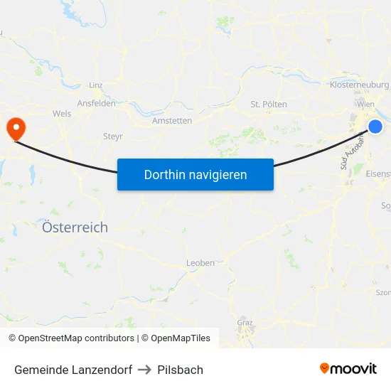 Gemeinde Lanzendorf to Pilsbach map