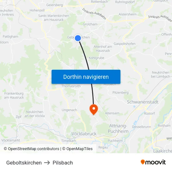 Geboltskirchen to Pilsbach map