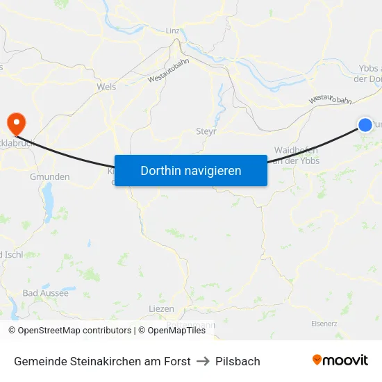 Gemeinde Steinakirchen am Forst to Pilsbach map