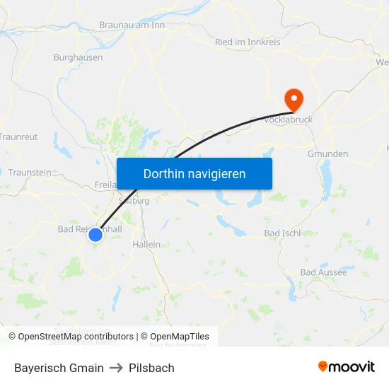 Bayerisch Gmain to Pilsbach map