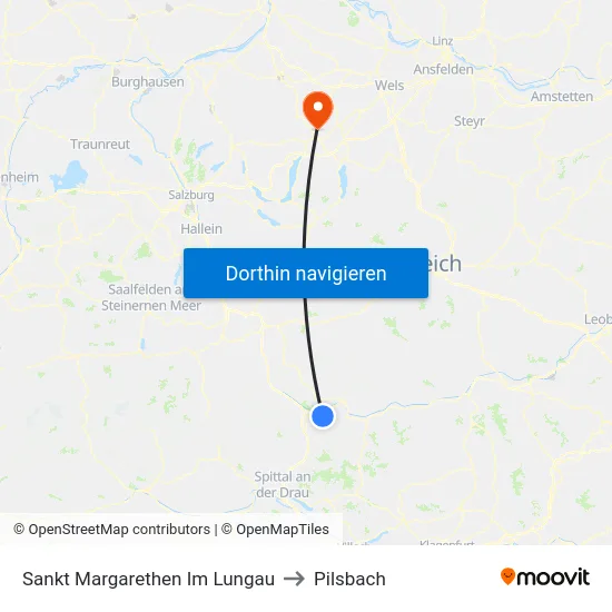 Sankt Margarethen Im Lungau to Pilsbach map