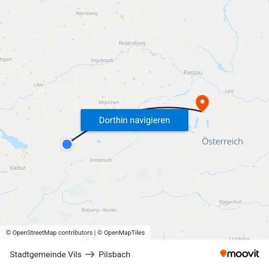 Stadtgemeinde Vils to Pilsbach map