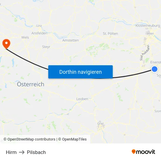 Hirm to Pilsbach map