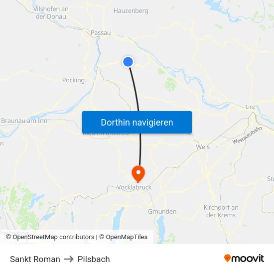 Sankt Roman to Pilsbach map