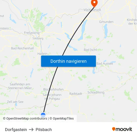 Dorfgastein to Pilsbach map