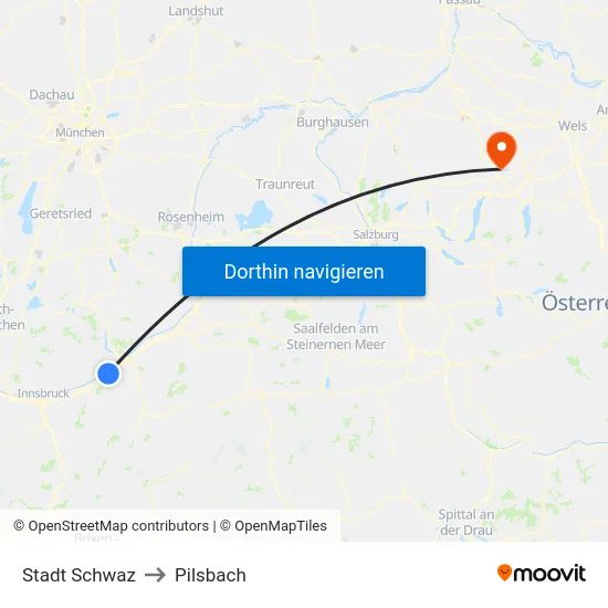 Stadt Schwaz to Pilsbach map